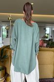 Made in Italy Cooper Needlecord Scoop Dip Back Top Soft Khaki